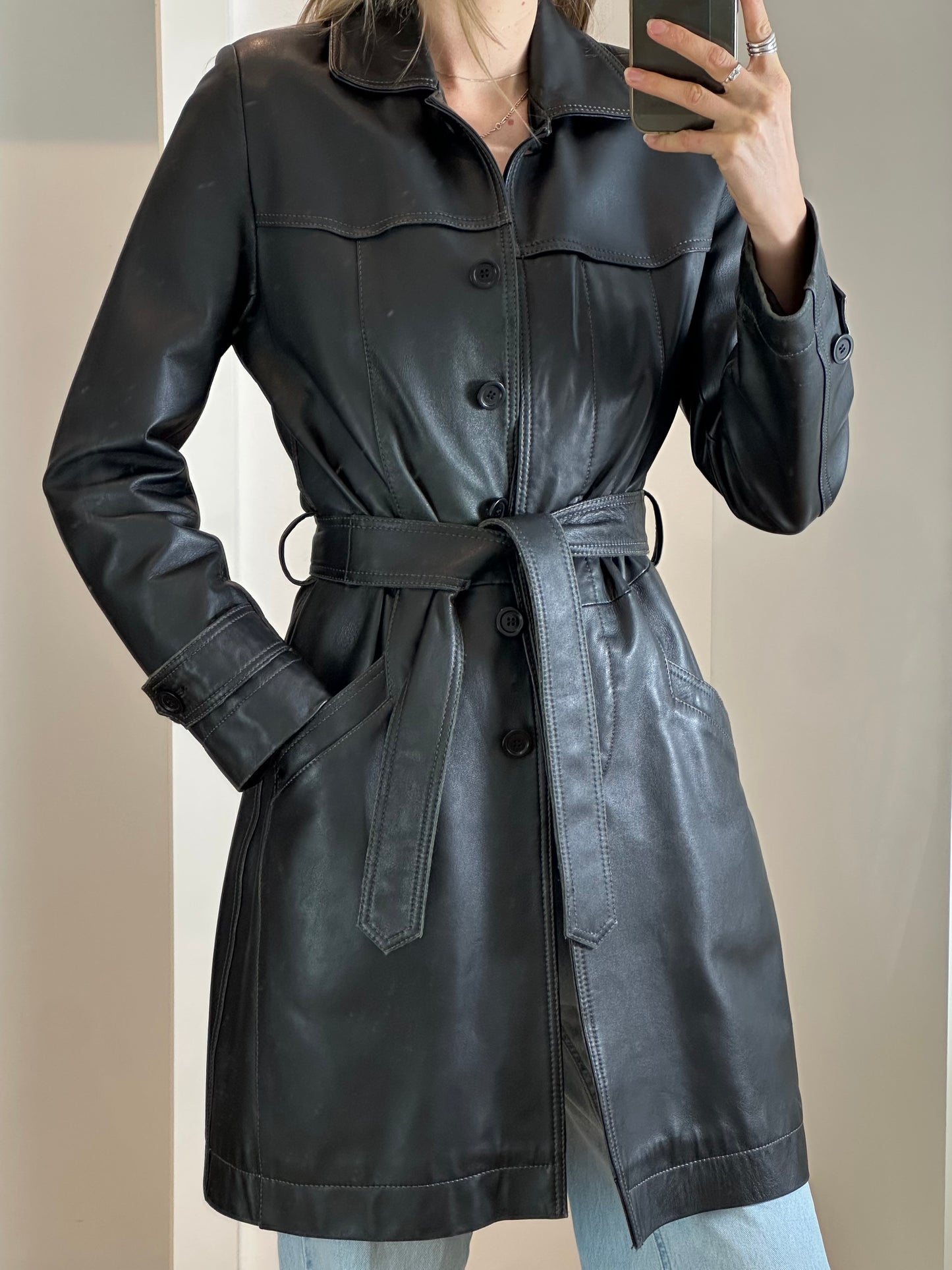 Vintage Black Leather Jacket S/M