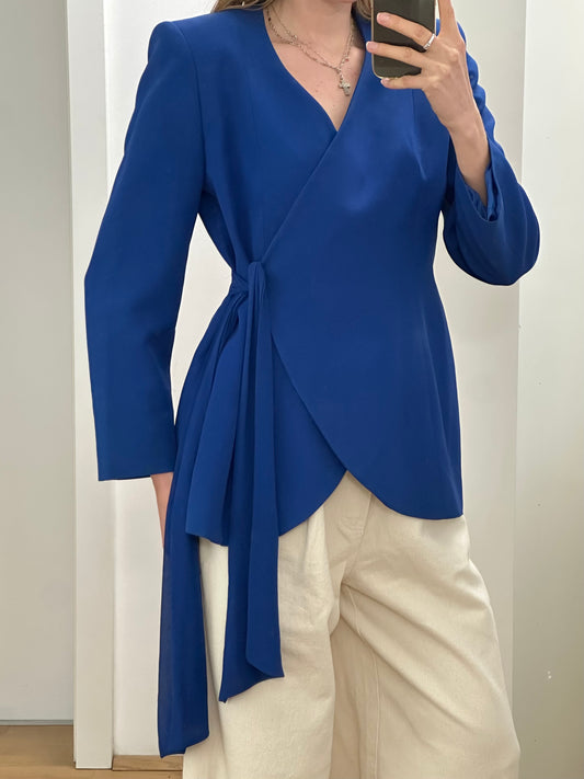 Cobalt Blue Wrap Blazer M