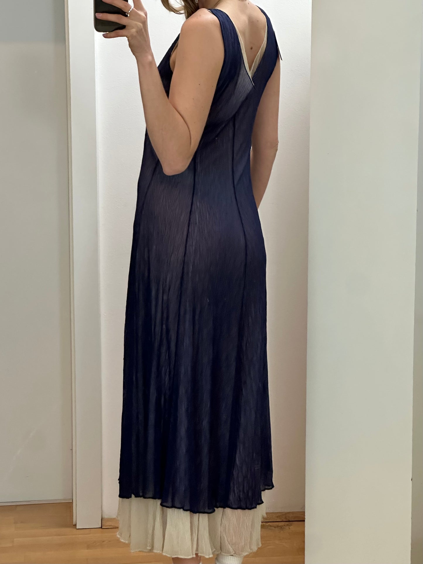 Vintage Navy Sheer Maxi Dress S/M