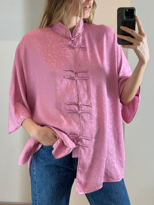 Vintage Silk Pink Blouse L