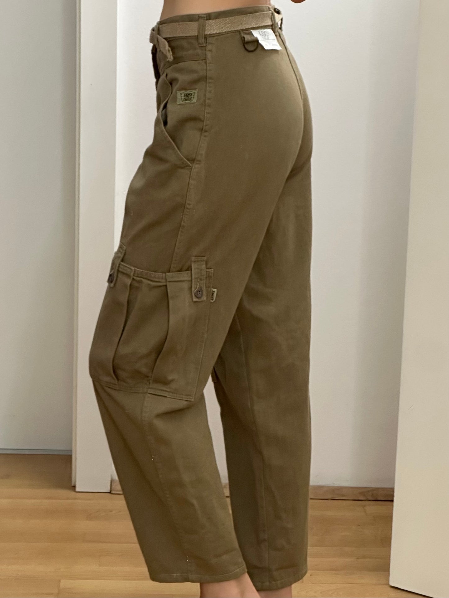 Vintage Khaki Cargo Cotton Trousers S