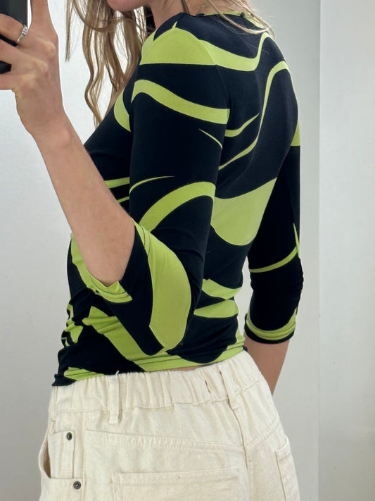 Vintage Y2K Green Black Top S
