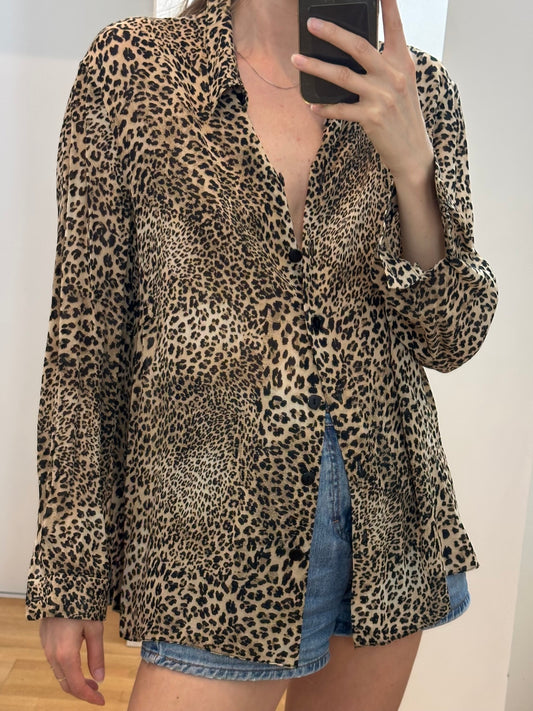 Vintage Viscose Leopard Blouse M