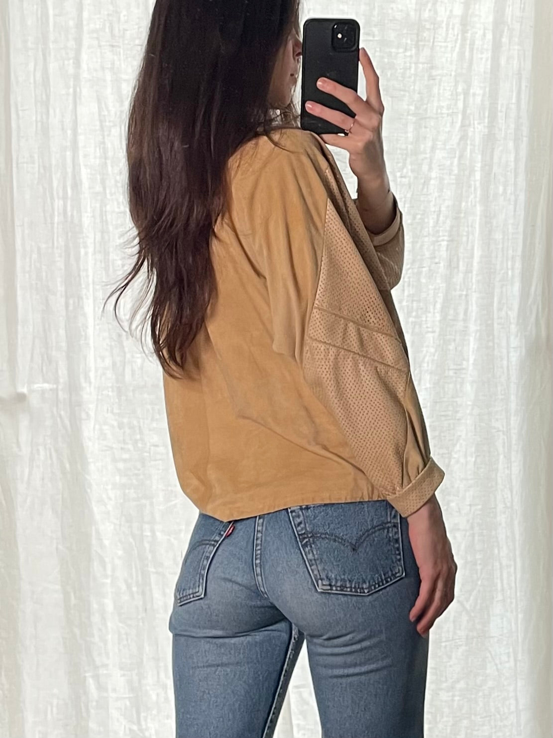 Vintage 80’s Leather Beige Top S