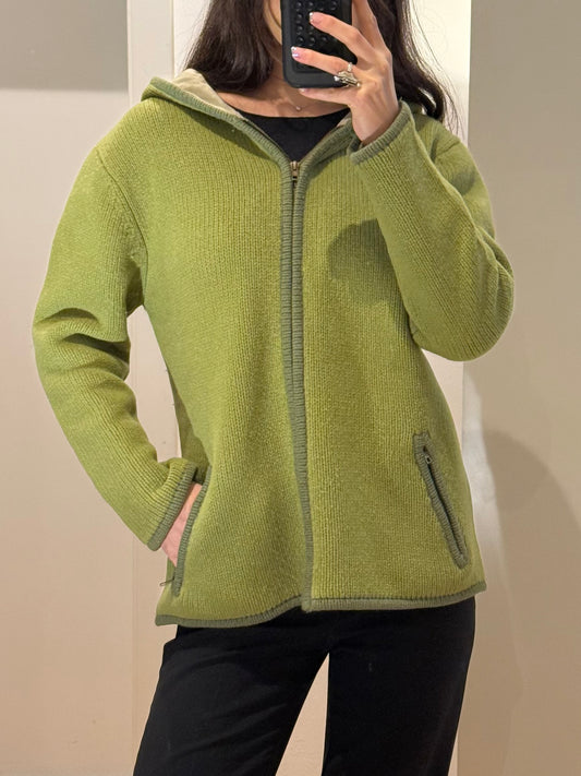 Irelandseye 100% Lambswool Green Zip Up Hoodie M