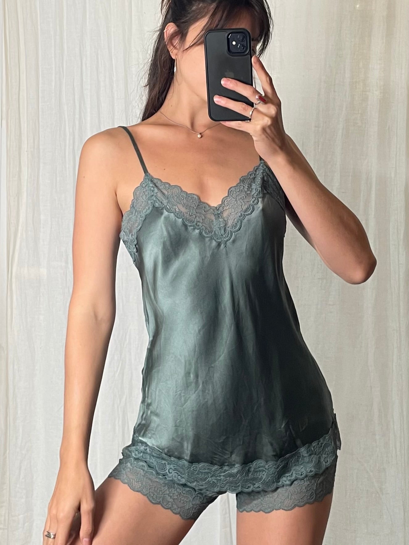 Intimissimi Silk Teal 2-Piece  Tank & Shorts Set S