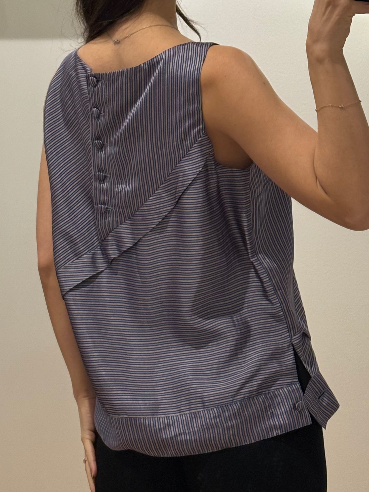 Stripe Flower Detail Blouse Top S/M