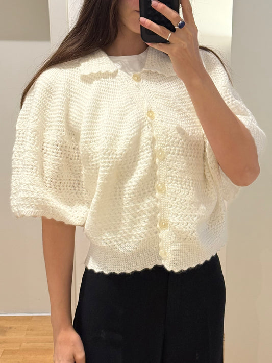 Vintage Off White Handmade Cardigan Sweater M