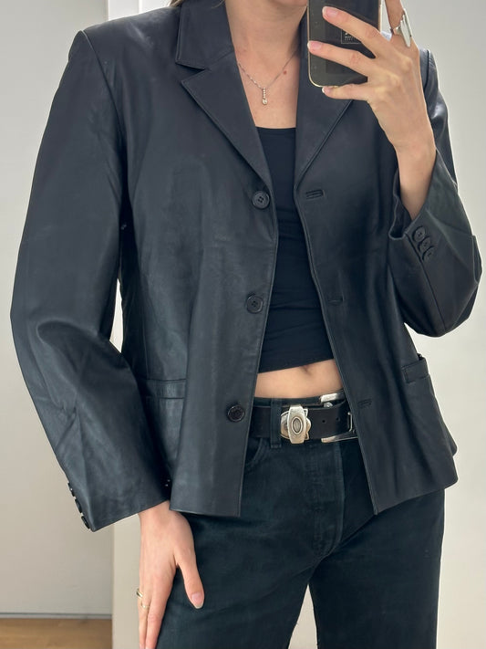Vintage Black Leather Jacket M/L