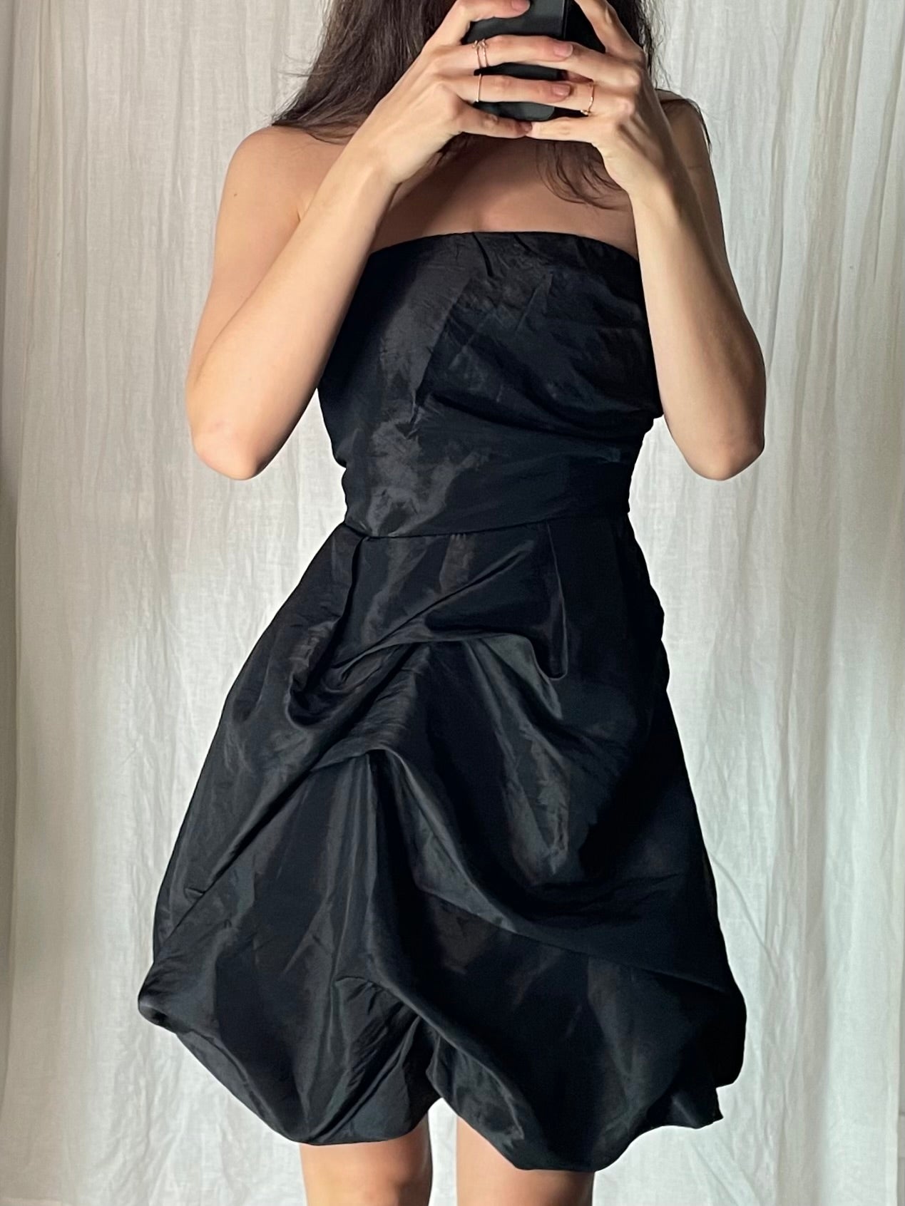 Vintage Y2K Black Strapless Puff Dress S (EU 36)