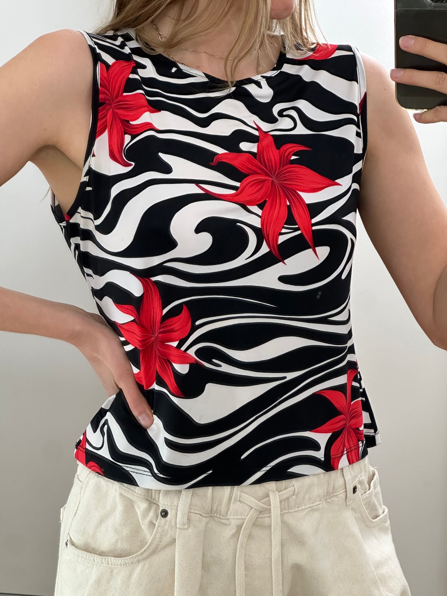 Vintage Black & White Top S