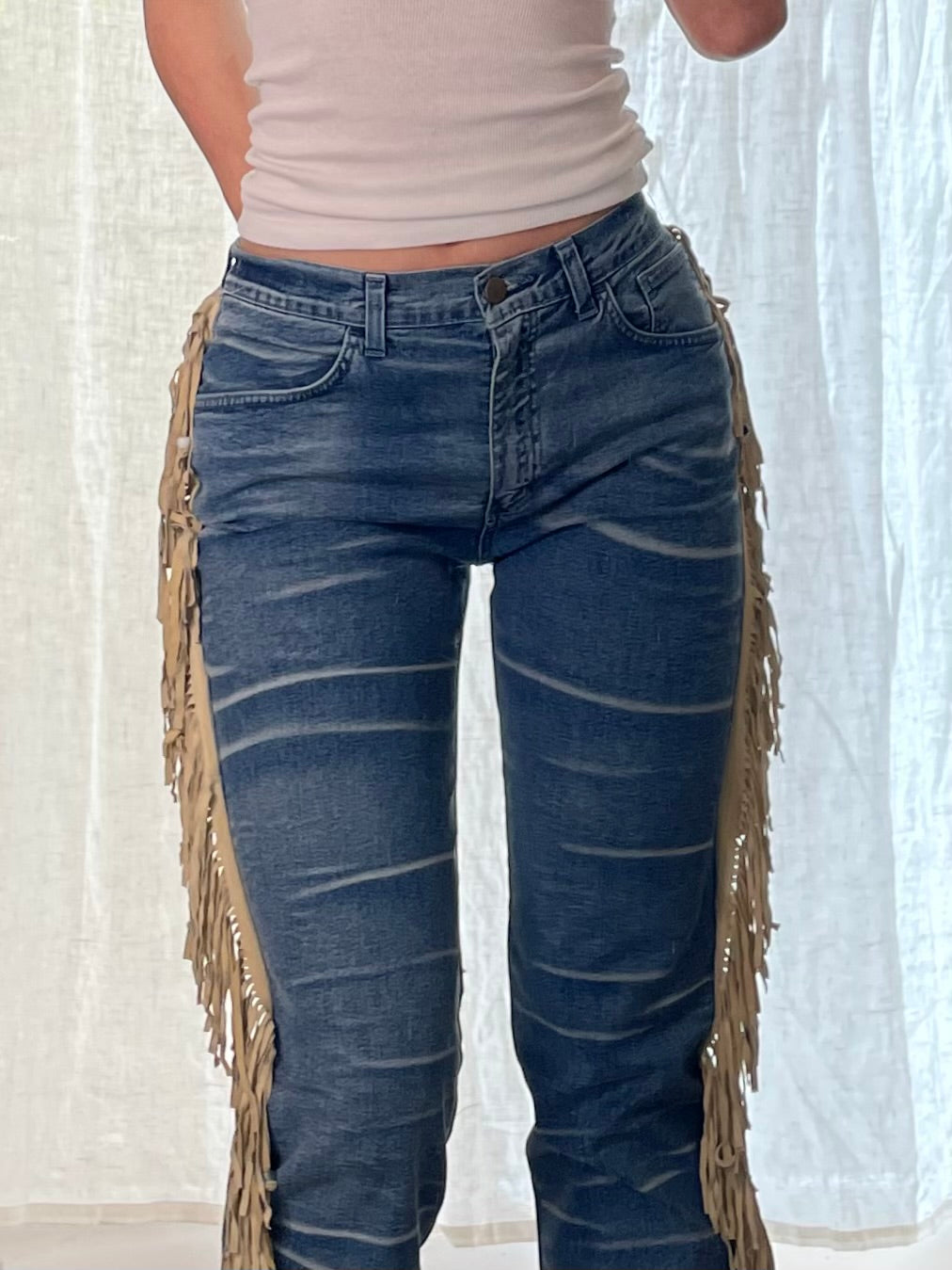 Vintage Fringe Tassel High Waisted Jeans M EU 38