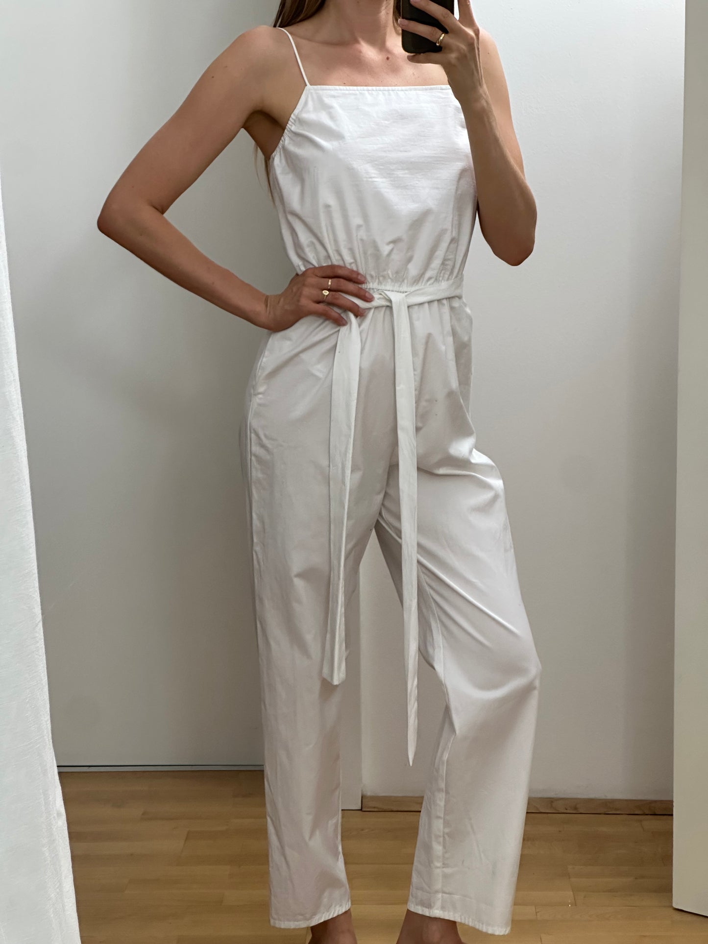 White Cotton Jumpsuit S