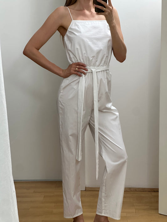 White Cotton Jumpsuit S