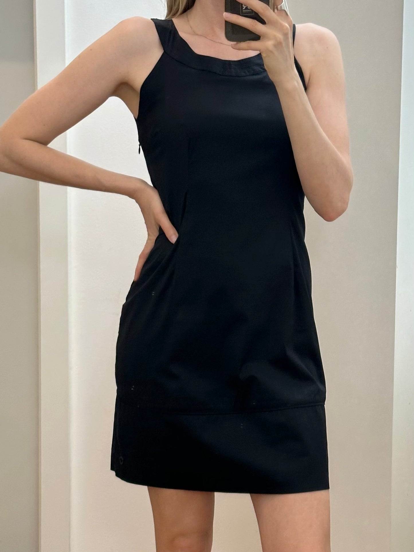 Black Organic Cotton Mini Dress S