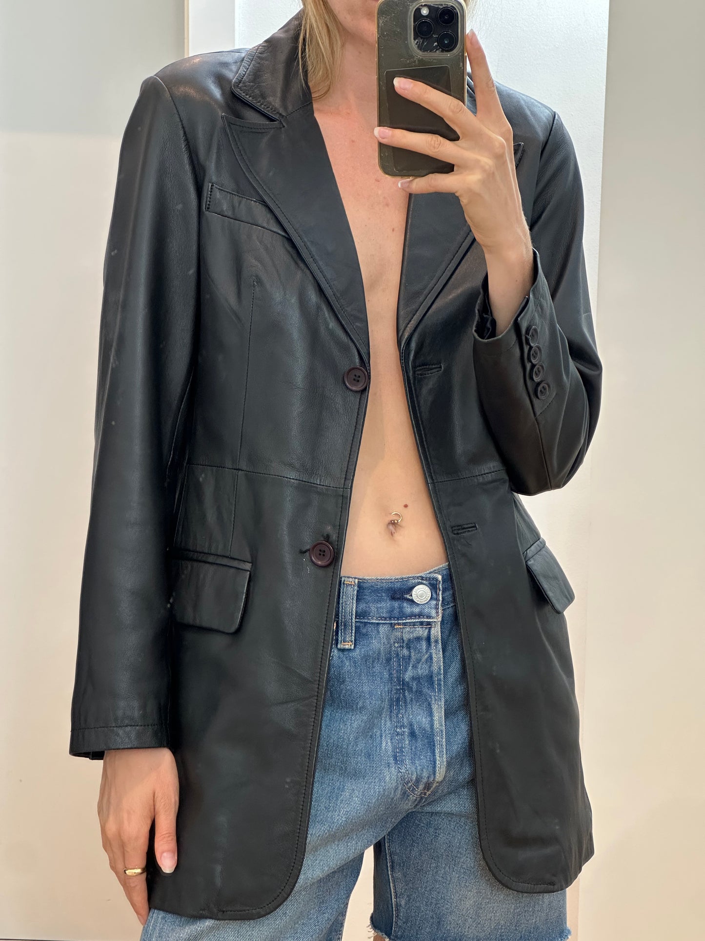 Vintage Black Leather Jacket M