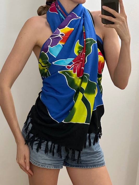Vintage Tropical Sarong Wrap Dress