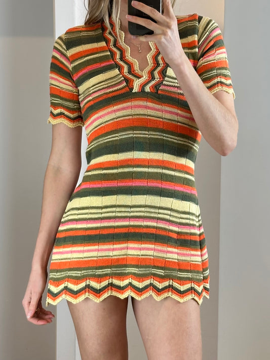 Vintage Striped Mini Dress XS