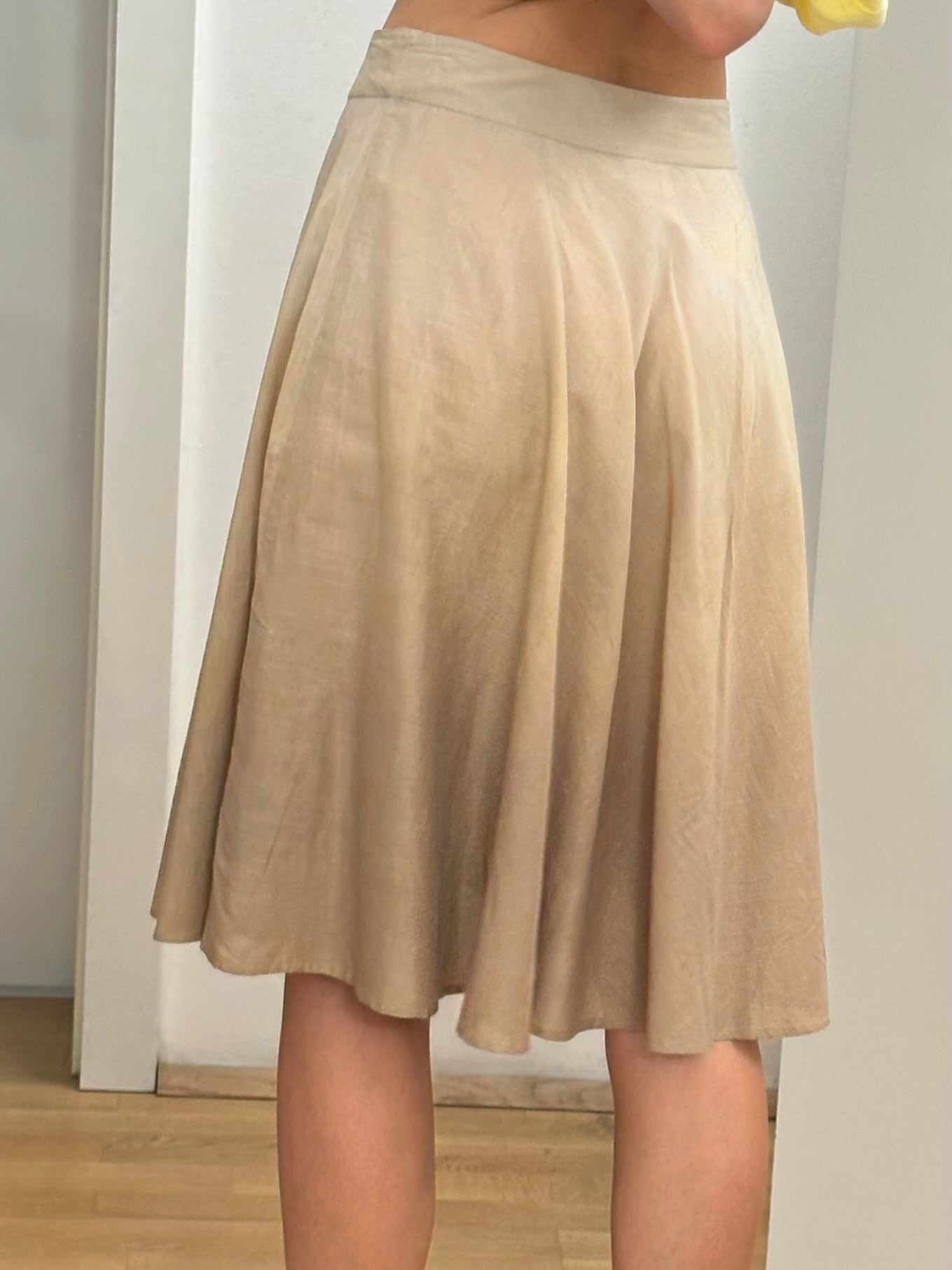 Cream 100% Cotton Midi Skirt S