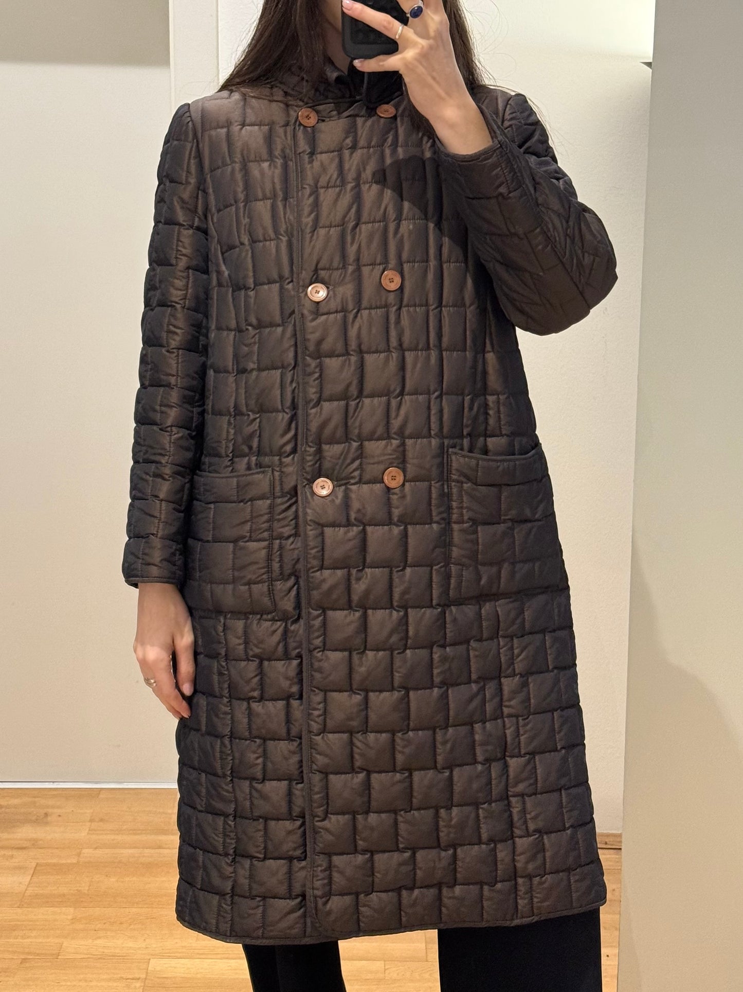 Liolà Brown Puffer Jacket With Wool Lining S