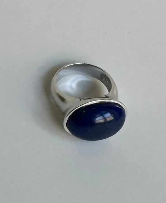 Vintage Blue Lapis Lazuli Silver Ring