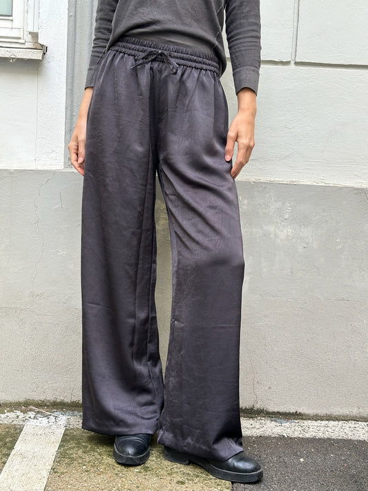 Dark Gray Satin Wide Leg Trousers S EU 36