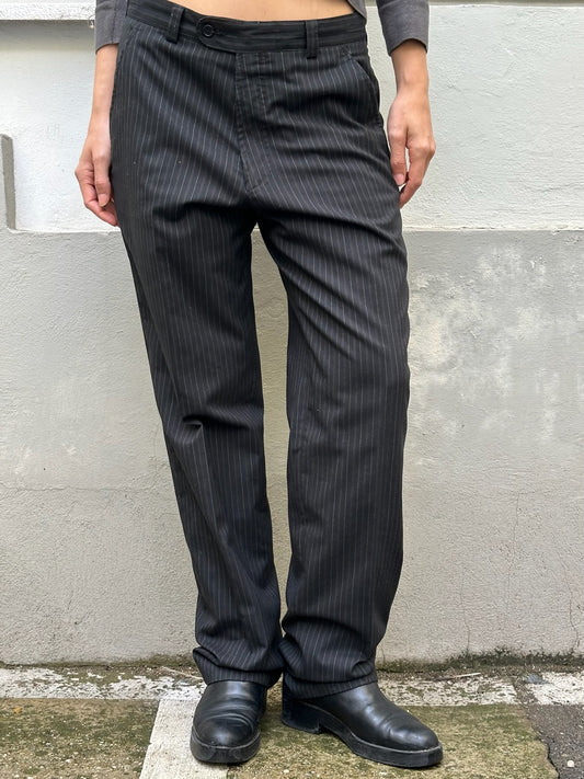 Vintage Wool Blend Striped Trousers M EU 38