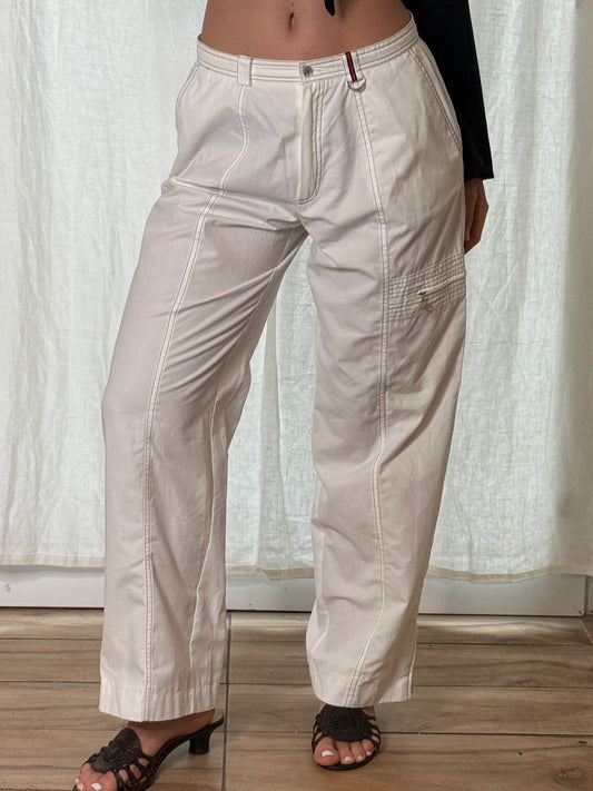 Vintage White High Waisted Capri Trousers M