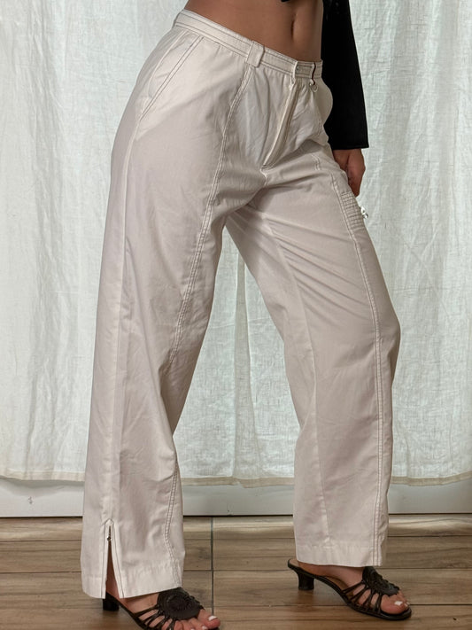 Vintage White High Waisted Capri Trousers M