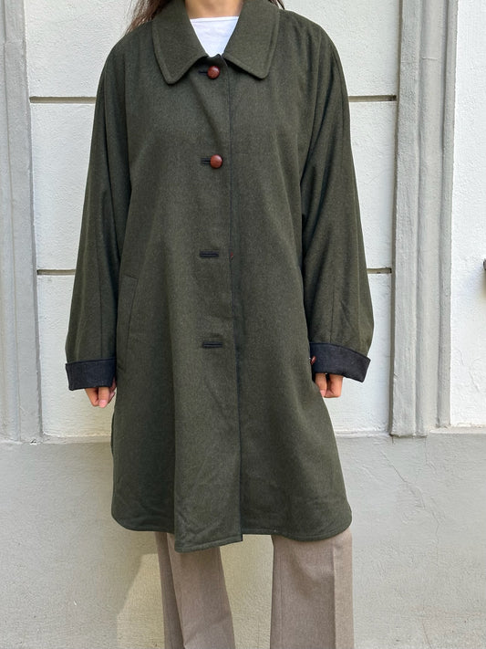 Steinbock Tyrol Wool Blend Dark Forest Green Bat Sleeve Coat L