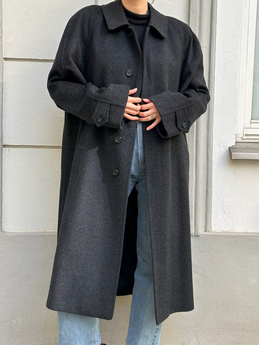 Vintage Burberry's 100% Wool Dark Gray Coat Men's L