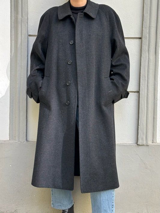 Vintage Burberry's 100% Wool Dark Gray Coat Men's L