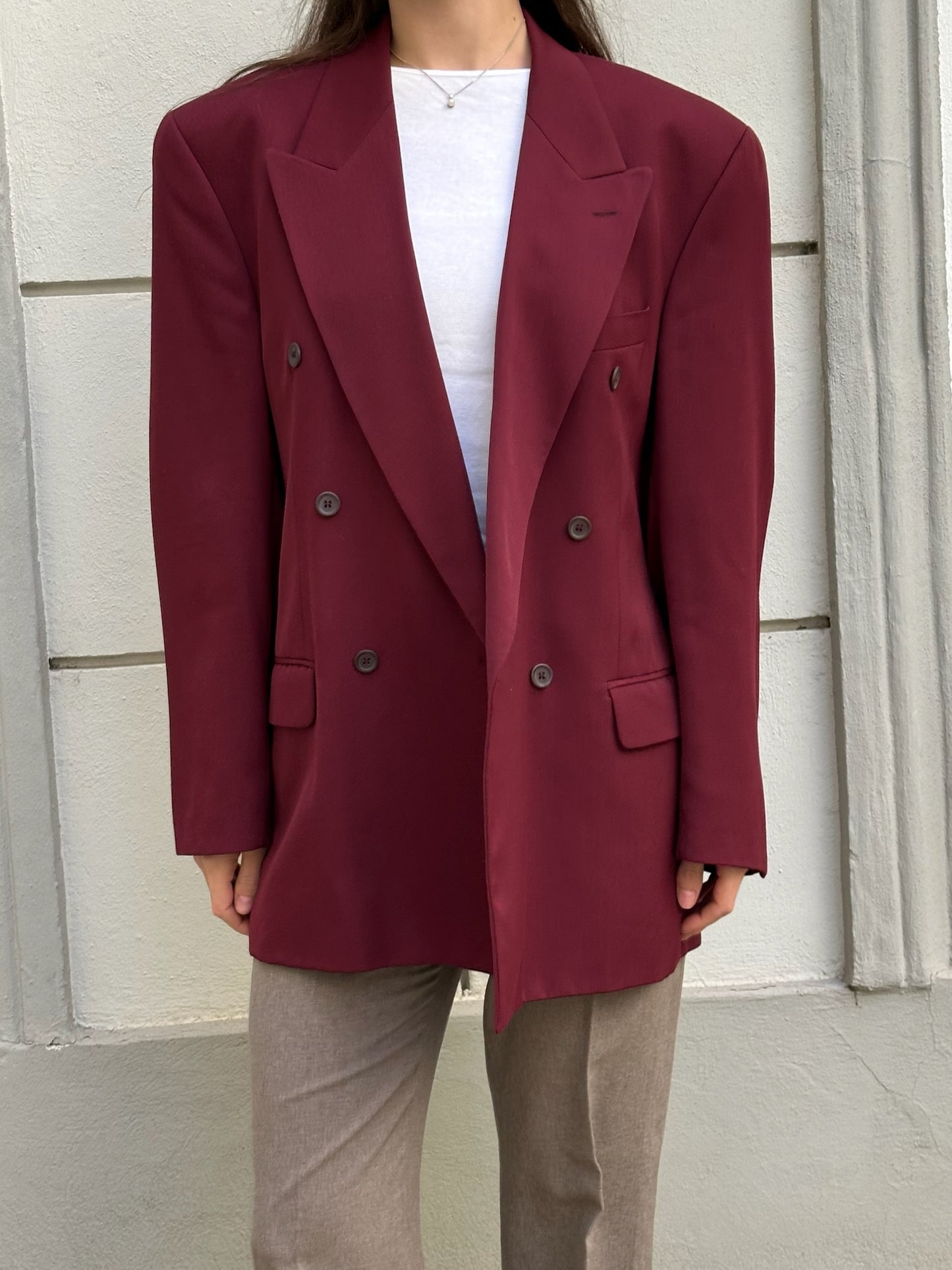 Vintage Wool Burgundy Oversized Blazer L