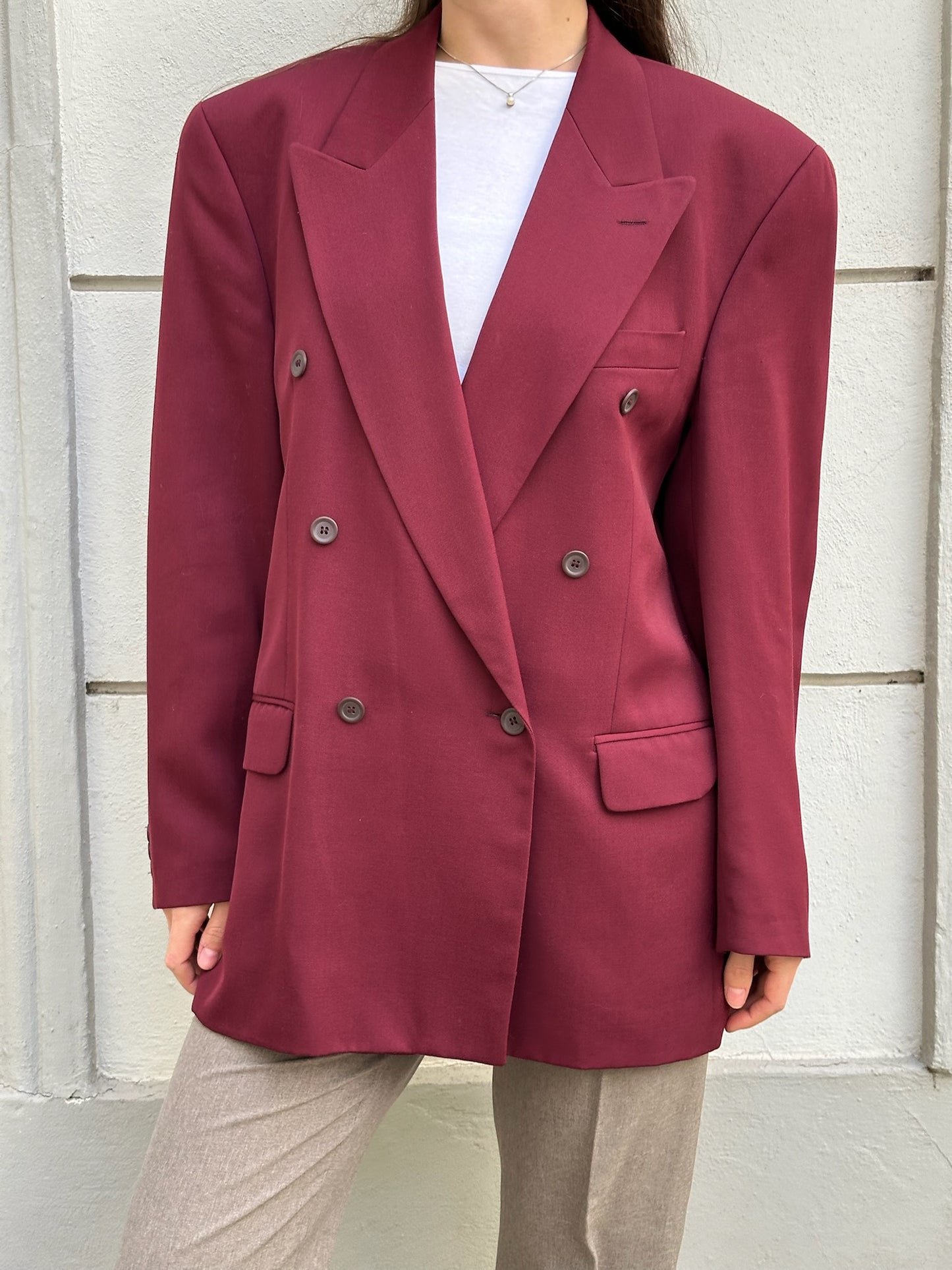 Vintage Wool Burgundy Oversized Blazer L