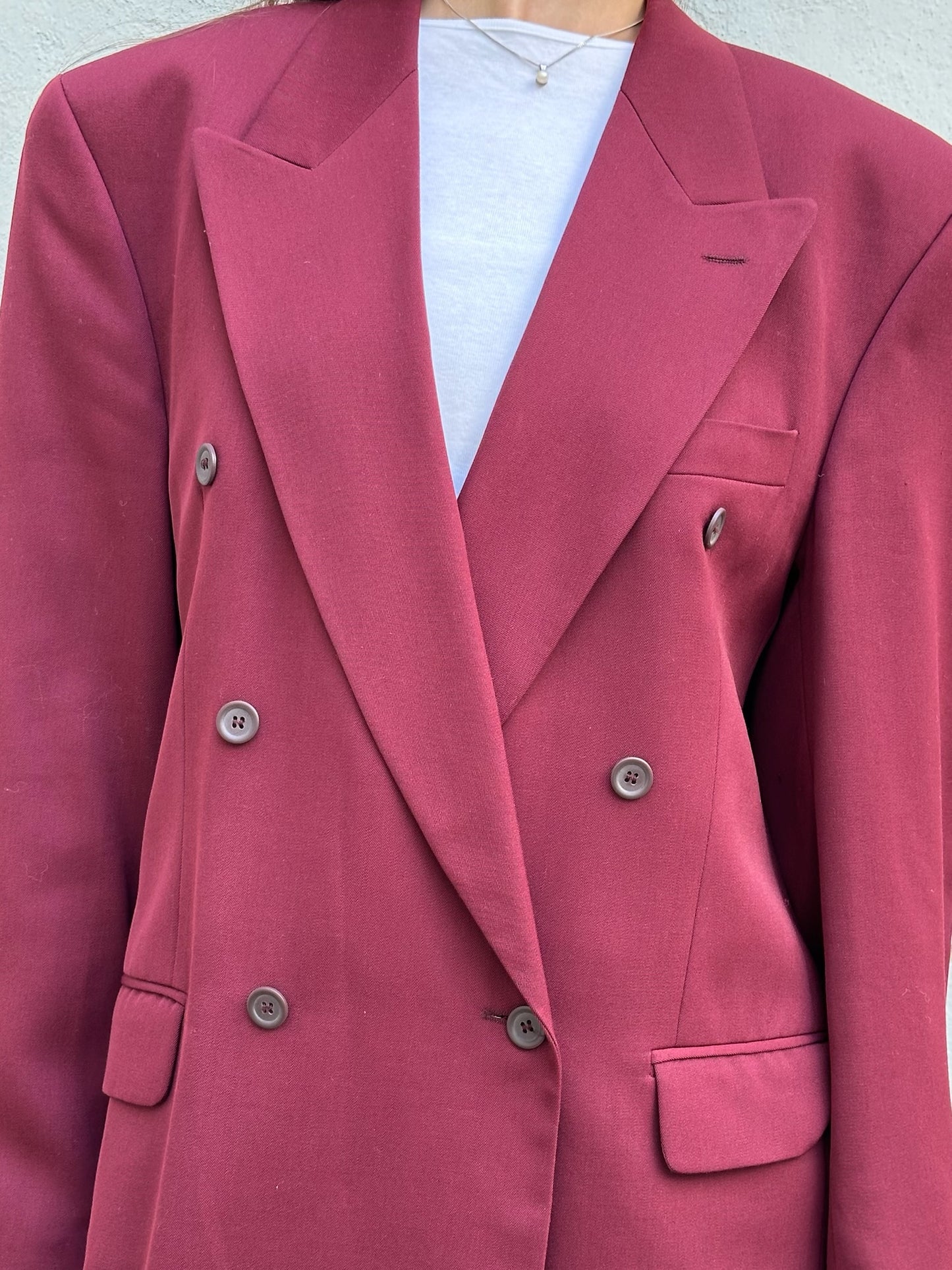 Vintage Wool Burgundy Oversized Blazer L