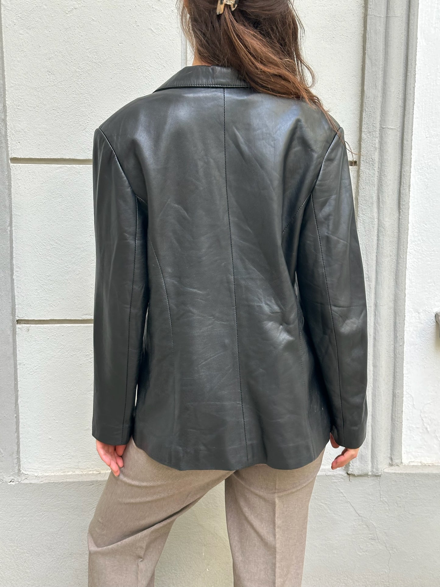Vintage 100% Genuine Leather Black Blazer Jacket M
