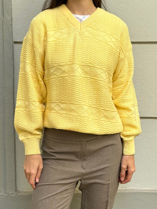 Vintage Lacoste Yellow 100% Cotton Sweater M