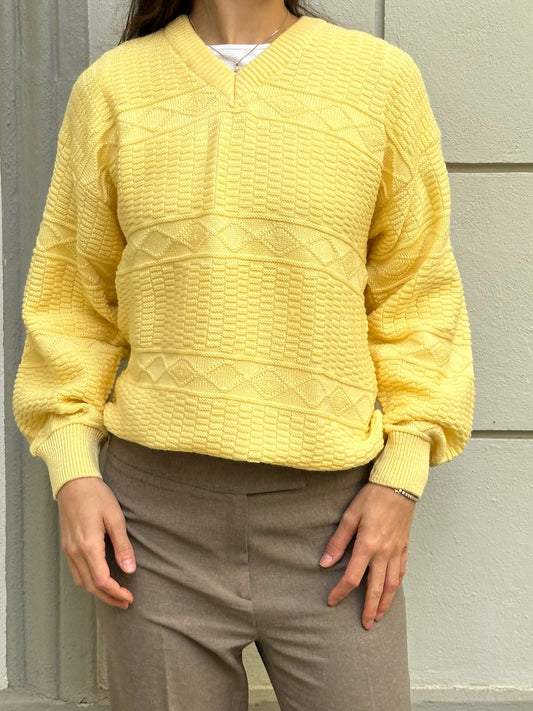Vintage Lacoste Yellow 100% Cotton Sweater M