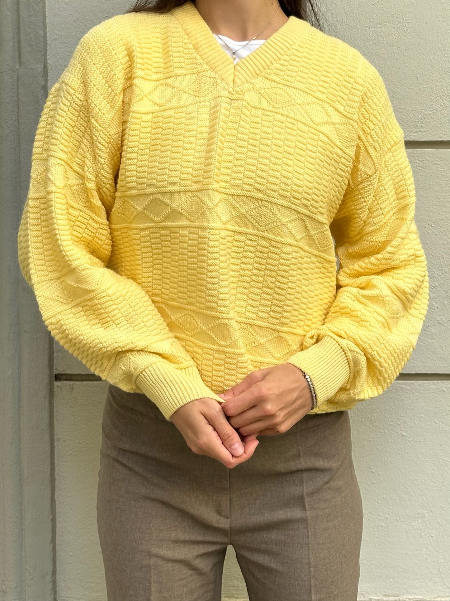Vintage Lacoste Yellow 100% Cotton Sweater M