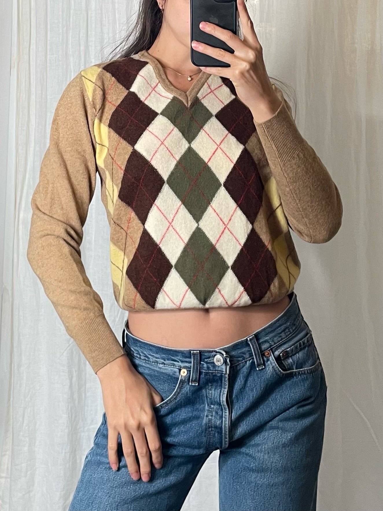 Vintage Wool Argyle Golf Dad Sweater S