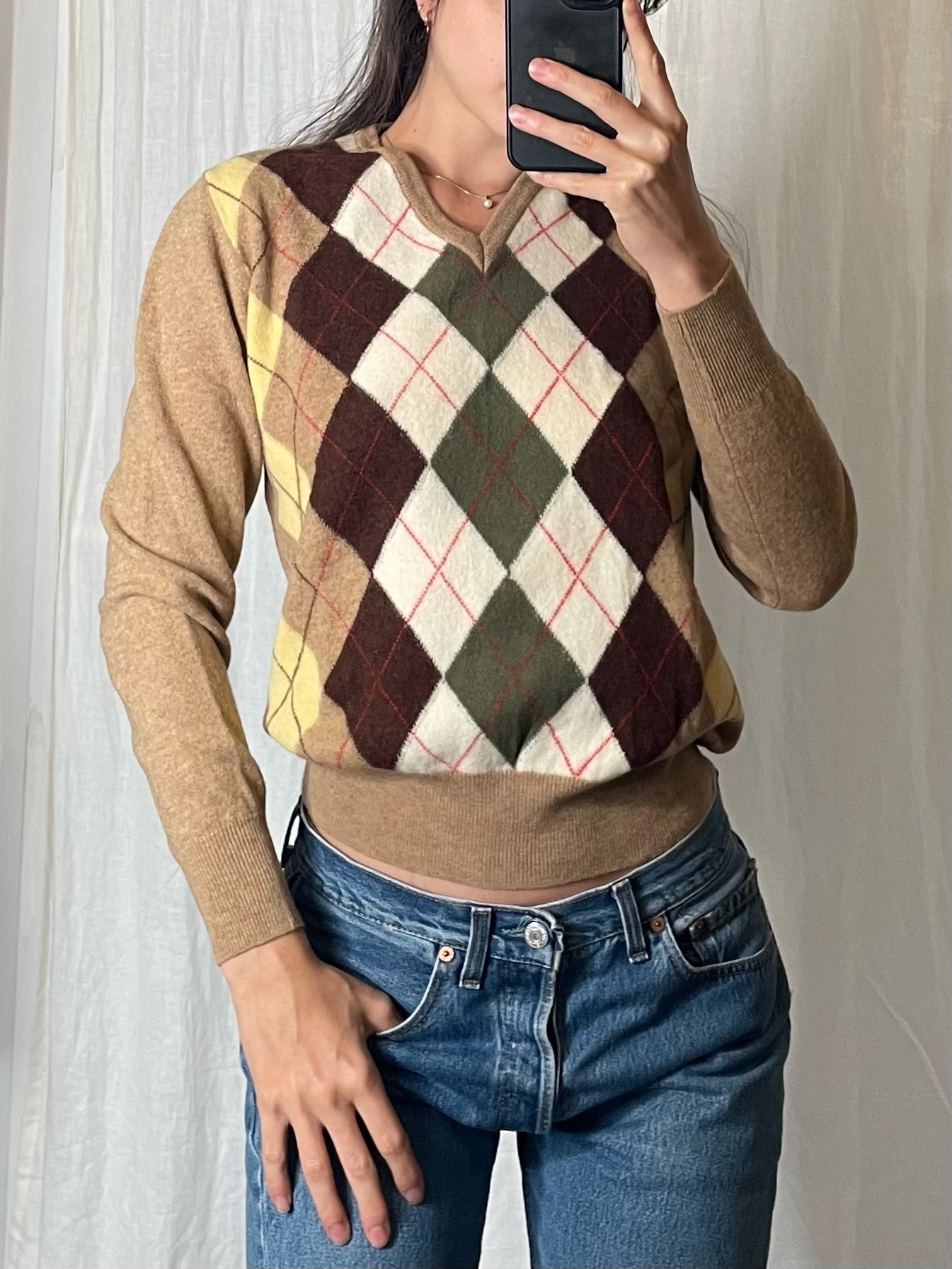 Vintage Wool Argyle Golf Dad Sweater S