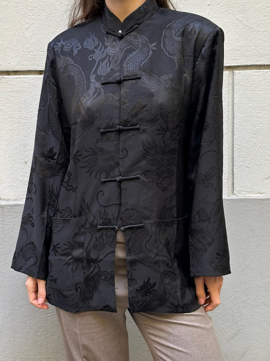 Vintage Rayon Blend Asian/Oriental Button Down Top M