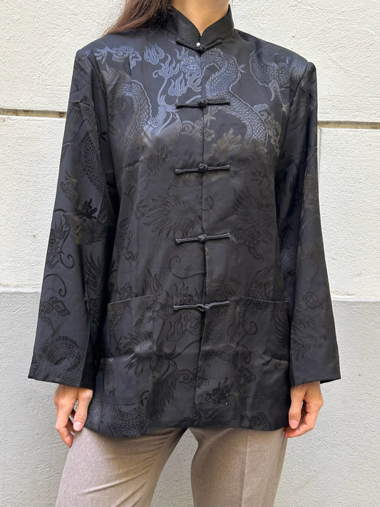 Vintage Rayon Blend Asian/Oriental Button Down Top M