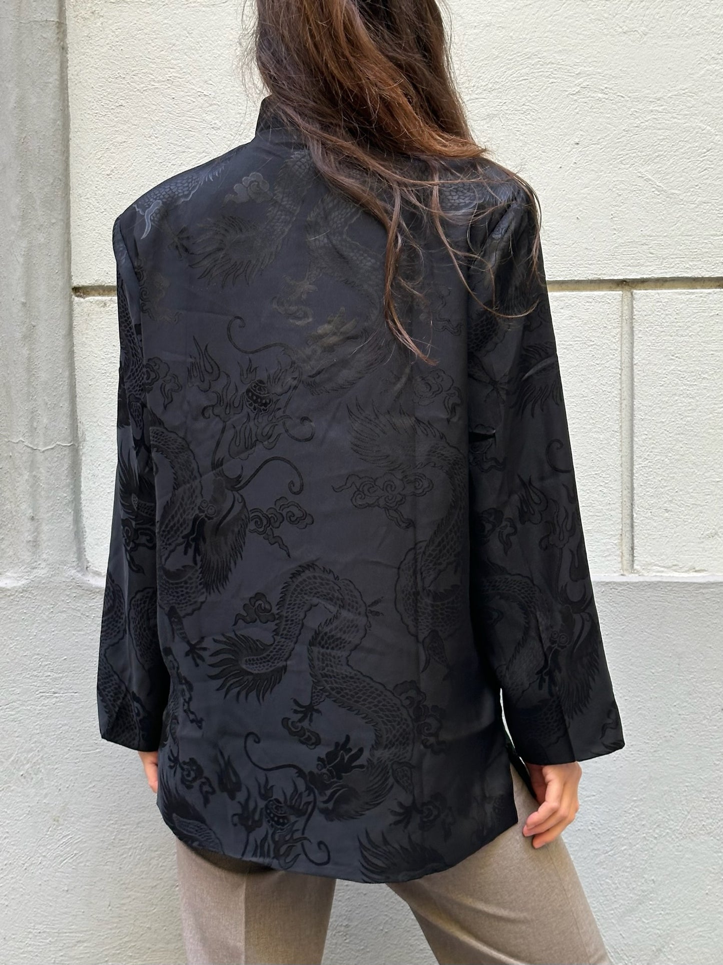 Vintage Rayon Blend Asian/Oriental Button Down Top M