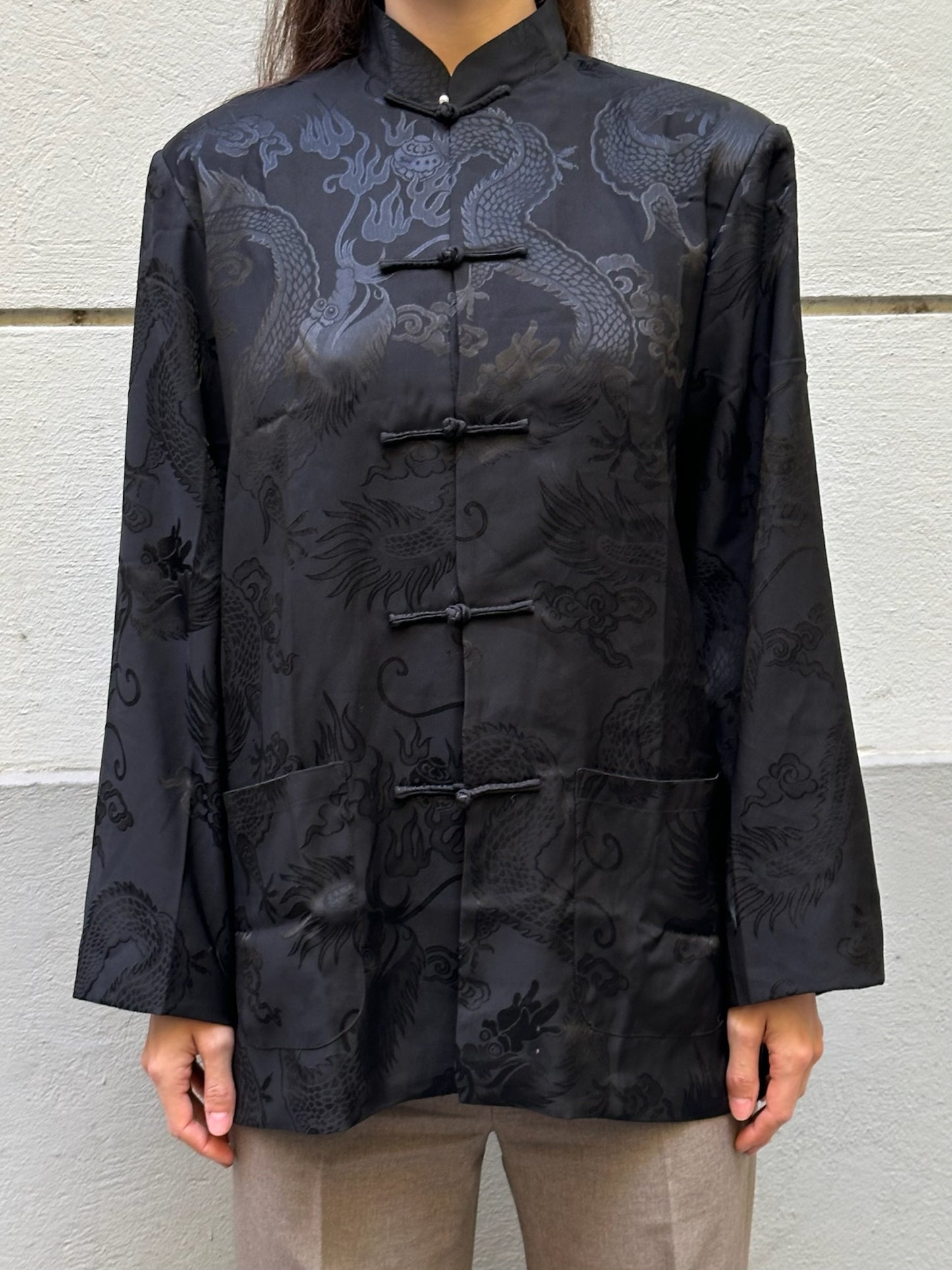 Vintage Rayon Blend Asian/Oriental Button Down Top M