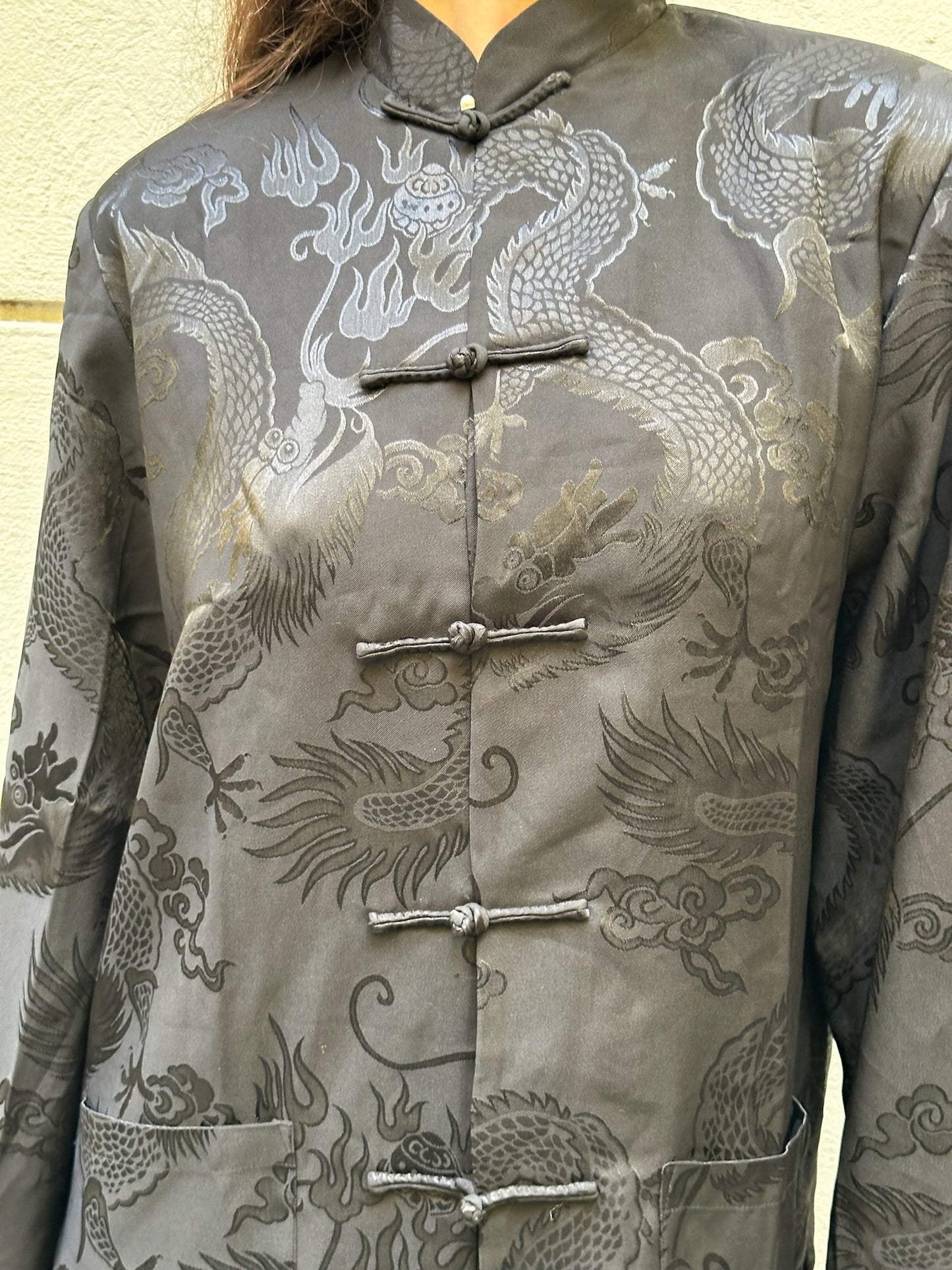 Vintage Rayon Blend Asian/Oriental Button Down Top M