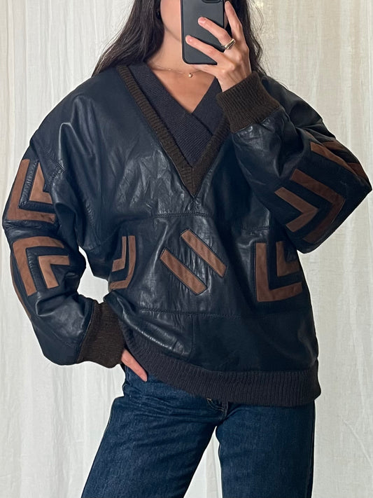 Vintage 100% Genuine Leather Pullover M