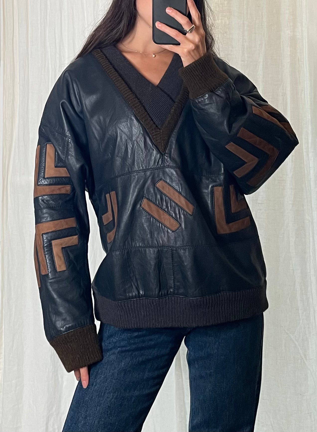 Vintage 100% Genuine Leather Pullover M