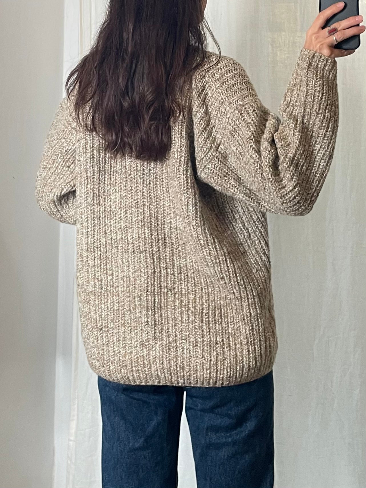 Vintage Beige Wool Blend Cardigan M