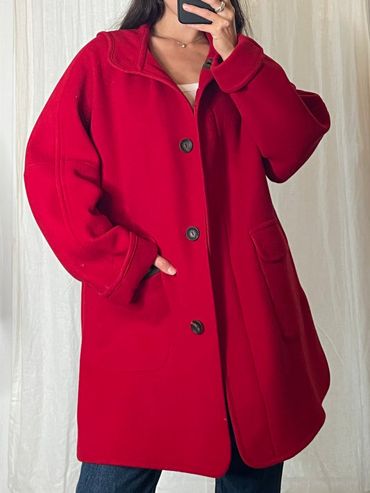 Schneiders Salzburg 100% Wool Bright Cherry Red Coat L